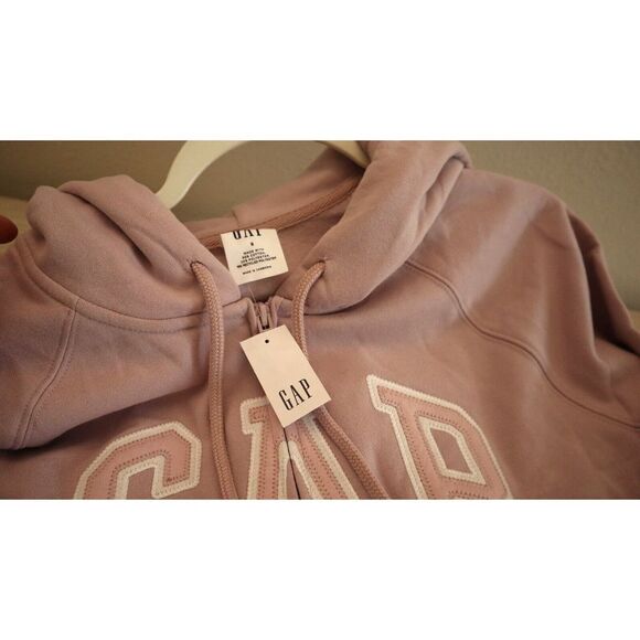 GAP 255045 Women's Sz Small Pale Purple Plum Logo Full Zip Fleece Lined Hoodie - Picture 4 of 8